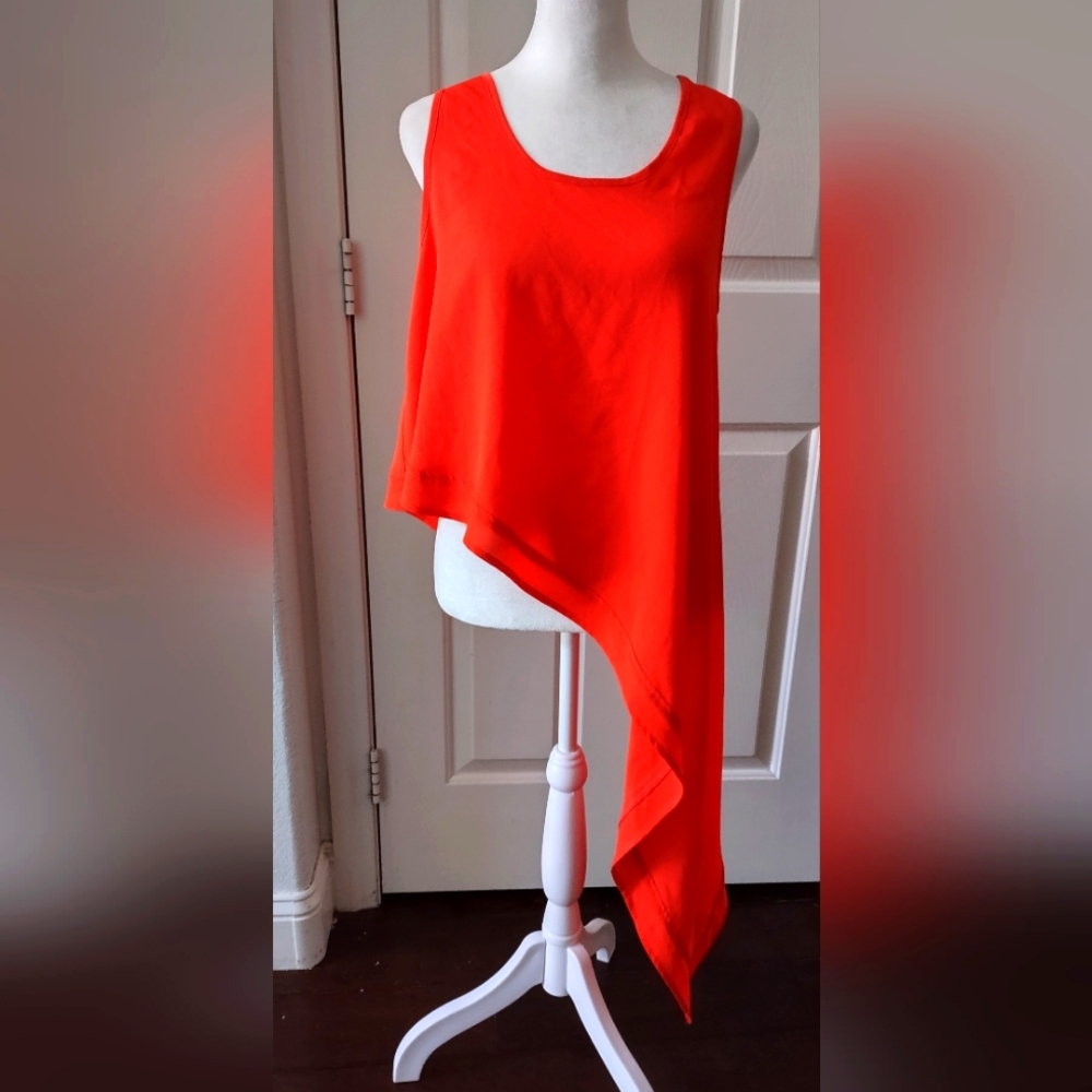 Orange Asymmetrical Tank Blouse